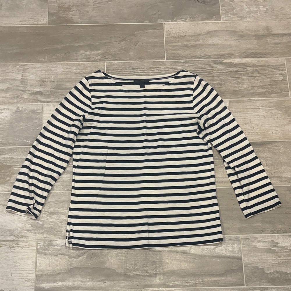J. Crew Navy and White Striped Blouse